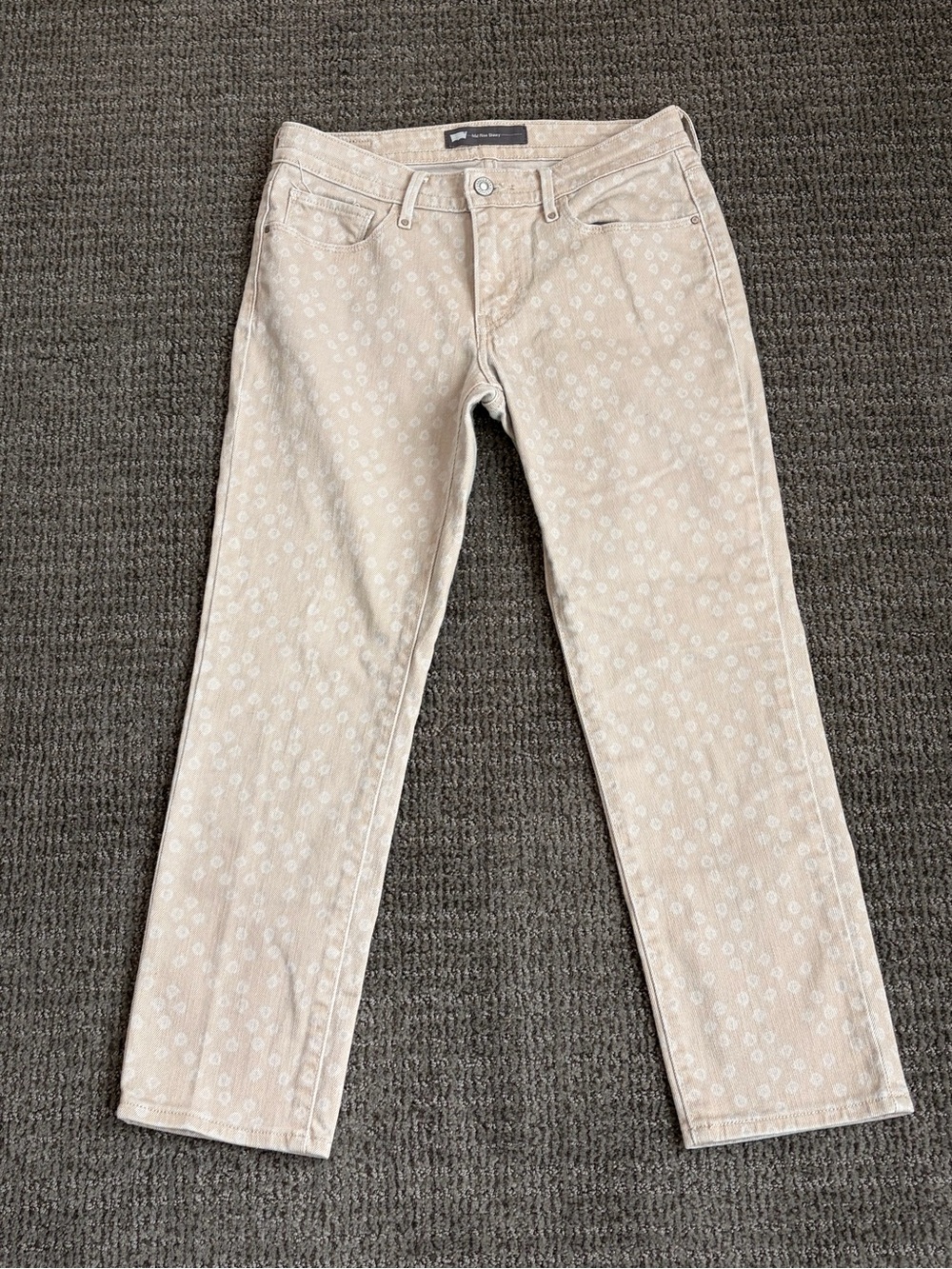 Levi’s Mid Rise Skinny Jeans Tan Polka Dot Pattern Size 6M
